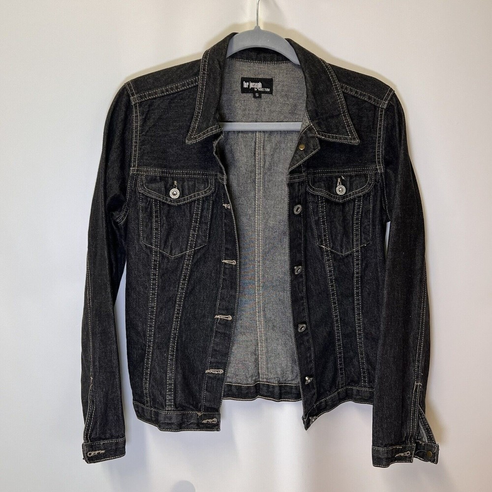 For Joseph for Nordstrom Jean Jacket Womens Small Black Denim 100% Cotton USA - Picture 2 of 16